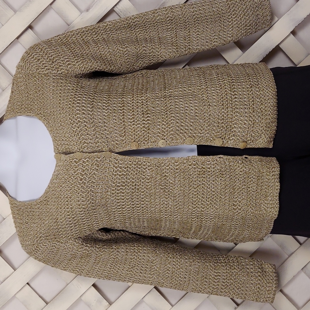 Peruvian Connection 100% Pima Cotton, Button Front Knit Sweater in Size Large